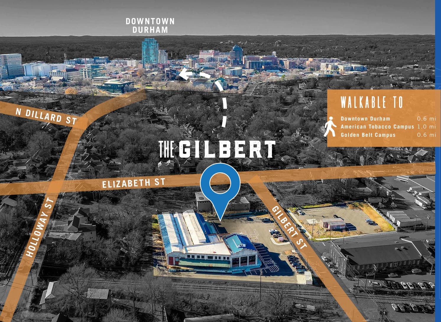 The Gilbert — restored brick and timber commercial building in Durham NC